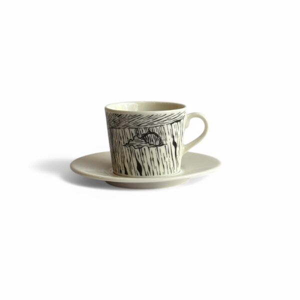 Gökyüzü Kırlangıç Temalı Porselen Çay Fincanı